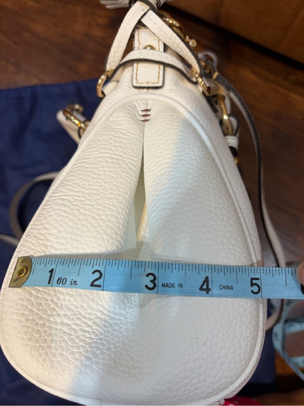 Dooney & Bourke White Pebble Leather Satchel with Gold Hardware - Picture 13 of 14
